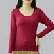 thumbnail image 4 of Pijama de manga larga para mujer, ropa de casa de color con almohadillas para el pecho, camiseta de manga larga, cómoda base para uso externo, pijama de modal de cuello redondo para mujer., 4 of 5