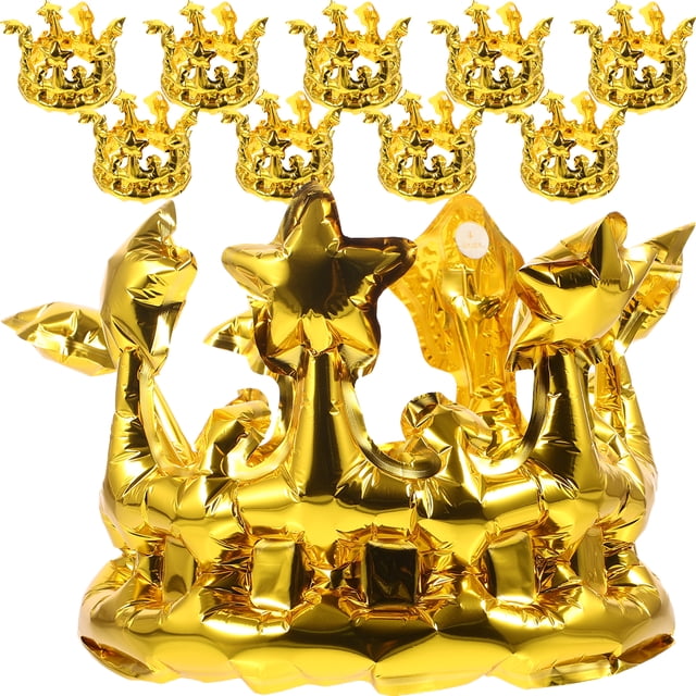 CIMAXIC Birthday 10Pcs Birthday Inflatable Crown Party Festival Inflatable Crown Carnival Costume Accessory,30.31"X8.07"X0.2"