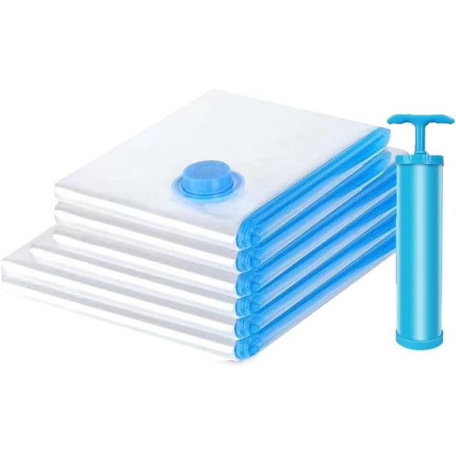 PinesC Vacuum Storage Bags,5-Pack Vacuum Bags, Vacuum Storage Bags for Clothes, Vacuum Bags for Clothes,1 Hand Pump, Large Storage Bags for Duvet, Pillows, Bedding, Quilts, Sweater,