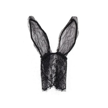 Sexy Hot Black Flowers Lace Rabbit Bunny Ears Headband Club Wear