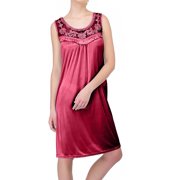 Ezi Womens Sheer Silky Sleeveless Nightgown