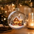 thumbnail image 7 of romoty Light Up Christmas Tree Ball Ornament, 3.15x3.15 Inch Clear LED Bauble with Snowy Forest Log Cabin for Tree Fireplace Decor, 7 of 7