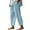Blue, variant on BILIKEYU 2025 Women's Casual Spring/Summer Button-Down Japanese-Style Loose-Fit Trousers, Elastic Loose-Fit Trousers, Lightweight Summer Trousers, Women's Linen Trousers.