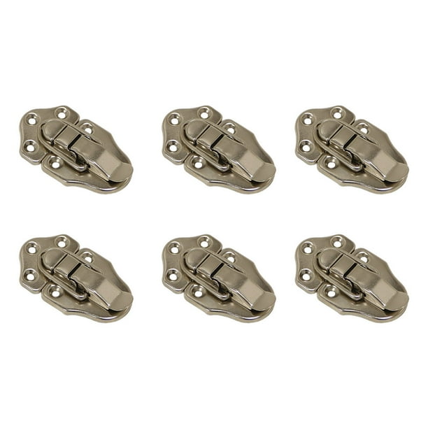 Kenally 6 unids/set cerraduras de hebilla de caja de bronce fáciles de instalar amplia gama de aplicaciones y duradero confiable Herramientas y ferretería níquel blanco