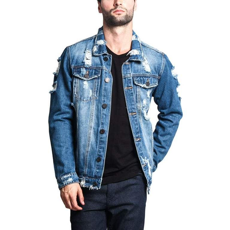 Victorious Men's Classic Distressed Denim Trucker Jean Jacket DK100 - Indigo - Large - Walmart.com Victorious Men's Classic Distressed Denim Trucker Jean Jacket DK100 - Indigo - Large - Walmart.com