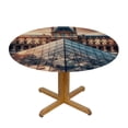 thumbnail image 3 of Acheng Louvre Pyramid Sunset Round Tablecloth - Great for Home Kitchen/Parties/Holiday Dinner - 100% Polyester Fiber Table Cover 42-46, 3 of 8