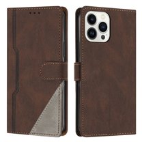 SaniMore Wallet Case for iPhone 13 Pro Max, Magnetic PU Leather [RFID Blocking] Card Slot Wrist Strap Folio Cover with Kickstand & Wireless Charging TPU Shockproof Interior Cover, Brown