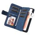 thumbnail image 4 of Multifunctional Case for Moto G Power 2021,[RFID Blocking] 9 Credit Cards Holder Wrist Strap, Premium PU Leather Zipper Wallet Purse Magnetic Flip Phone Cover for Motorola Moto G Power 2021, Blue, 4 of 12