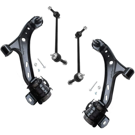 Detroit Axle - Front 4pc Control Arms Kit for 05-10 Ford Mustang Base GT 2005 2006 2007 2008 2009 2010, 2 Lower Control Arms w/Ball Joints 2 Sway Bar Links Suspension Kit Replacement