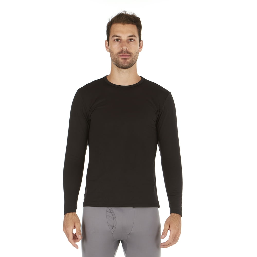 Bodtek Mens Crew Neck Long Johns Base Layer Shirt (Black XXXXLarge