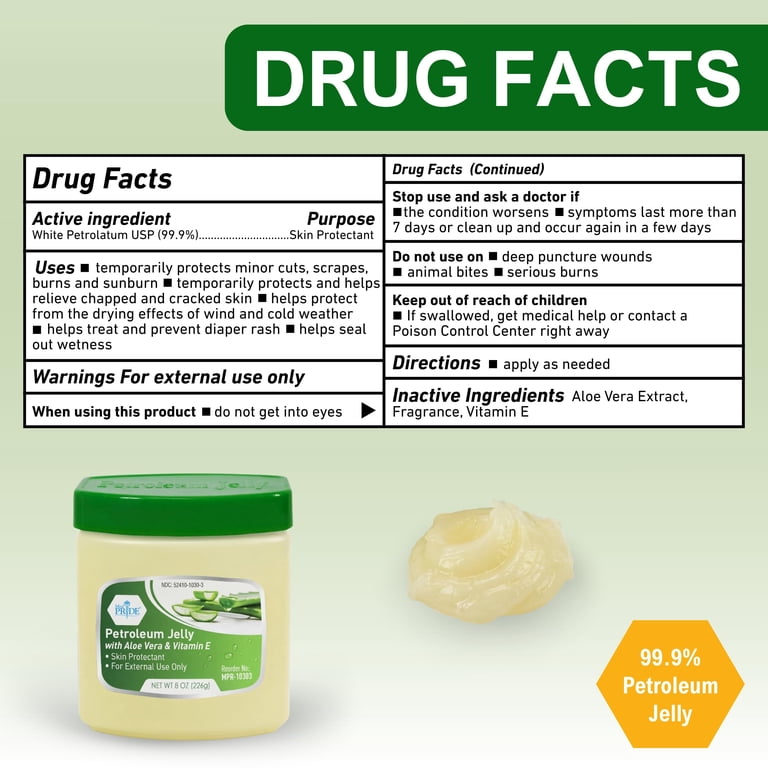 MED PRIDE Petroleum Jelly 8 oz with Aloe Vera & Vitamin E Healing Jelly for  Dry Skin, Burns, Rashes, Chapped Lips & Diaper Rash Skin Care