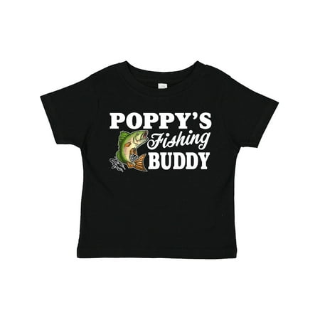 

Inktastic Poppy s Fishing Buddy with White Text Gift Toddler Boy Girl T-Shirt