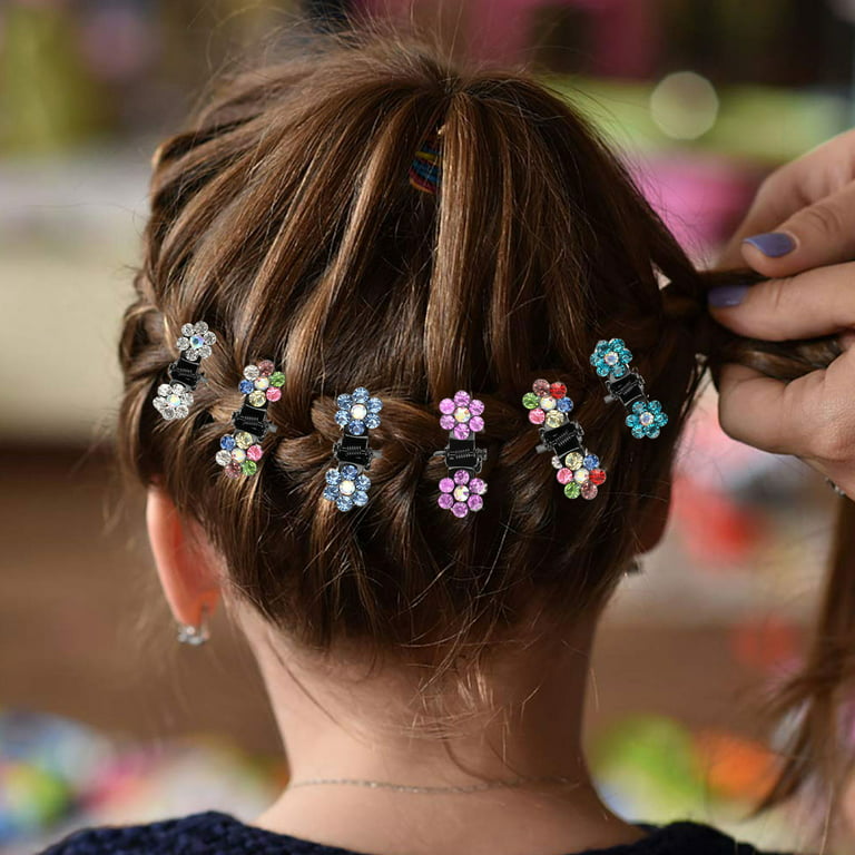 48pcs Mini Hair Claw Clips, TSV Crystal Rhinestone Tiny Hair Clips, Mix  Colored Flower Hair Jaw Clips for Women Girls 