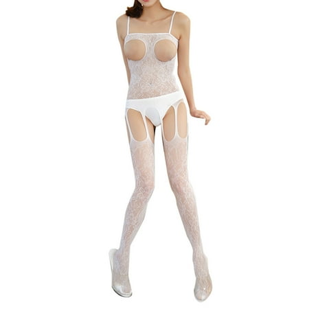 

QIIBURR Sexy Open Crotch Body Stocking Bodysuit Nightwear Lingerie-Women Underwear