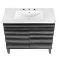 thumbnail image 6 of Sink Vanity Cabinet, Dark Grey Gray White, Wood, Mid Century Hotel Bedroom Bathroom, Modern Contemporary HB33381, 6 of 9