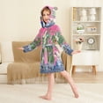 thumbnail image 4 of FORMRS Niños Bathrobe Unisex Hooded Robe Soft Plush Pajamas Sleepwear, Size 10-12T, White Vibrant Flowers, 4 of 7