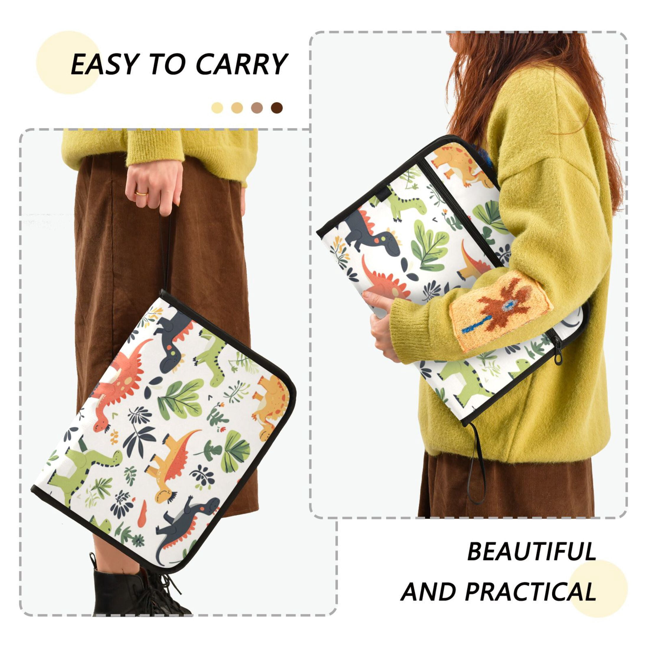 Organ Folder 14.2 x 0.8 x 10.6 Inches 13 Separate Pockets A4 Size Documents Folder A Sort Storage File Manager For The Home Office Colorful Dinosaur Cartoon