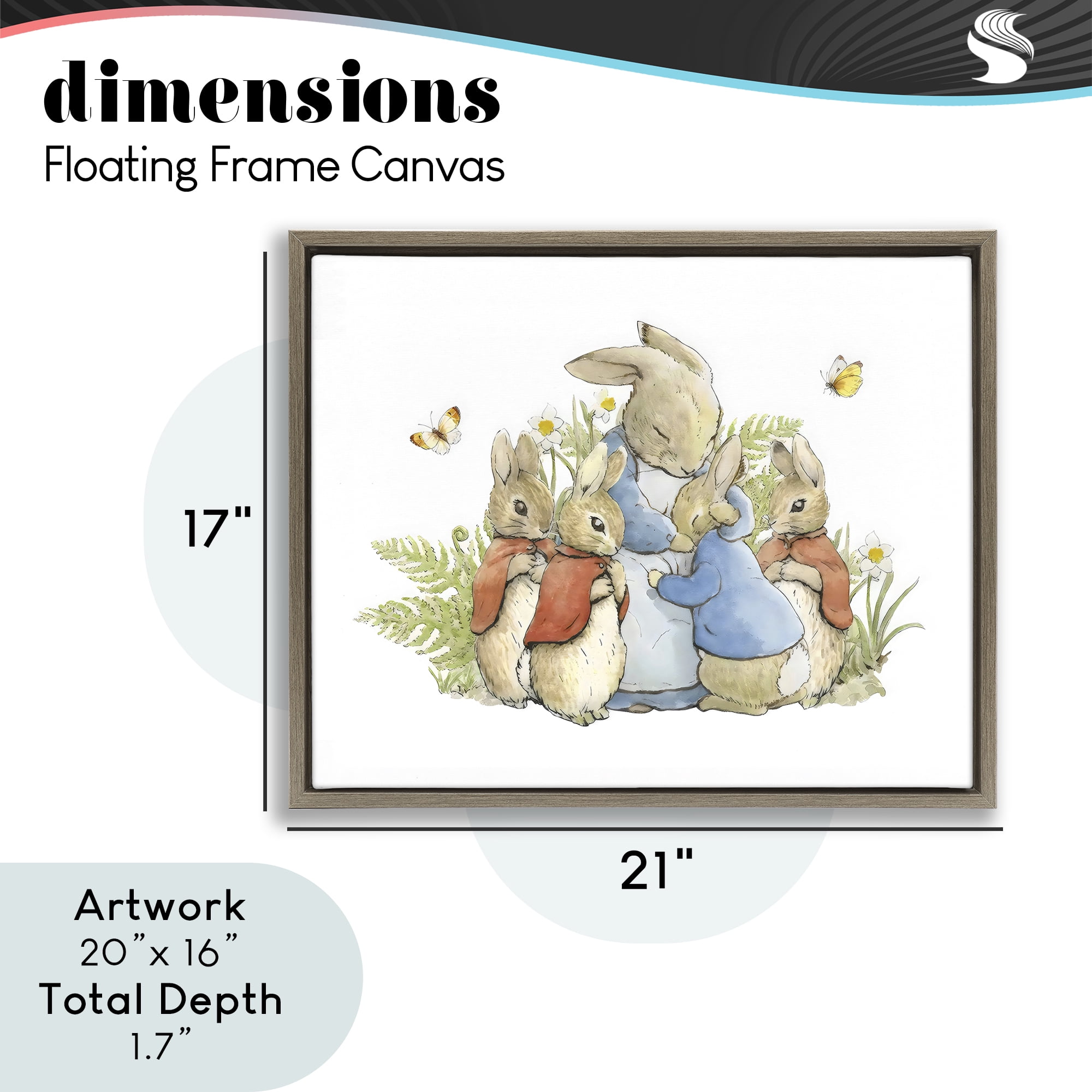 Stupell Industries Hugging Mother Rabbit Brown Framed Floater Canvas Wall Art, design by Arlington Prints