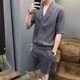 thumbnail image 3 of Ropa de trabajo Camisetas Pantalones cortos Trajes para hombres Ropa de verano gris Novedades Conjuntos para hombre sin logotipo a juego Ajuste regular Tops y camisetas holgados Básicos, 3 of 5