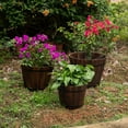 thumbnail image 5 of Small Wooden Whiskey Barrel Planter, 12" Dia 10" High, 5 of 10