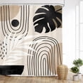 thumbnail image 2 of Boho Black Brown Beige Shower Curtain Modern Mid Century Tropical Palm Leaf Bathroom Minimalist Geometric Arch 72Wx72L Inches Bath Accessories Art Home Decor Fabric 12 Pack Hooks, 2 of 6