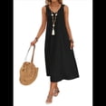 thumbnail image 1 of Vestidos para Mujer Verano Sin Mangas Cuello Algodón Playa Casual Vestido Negro L, 1 of 7