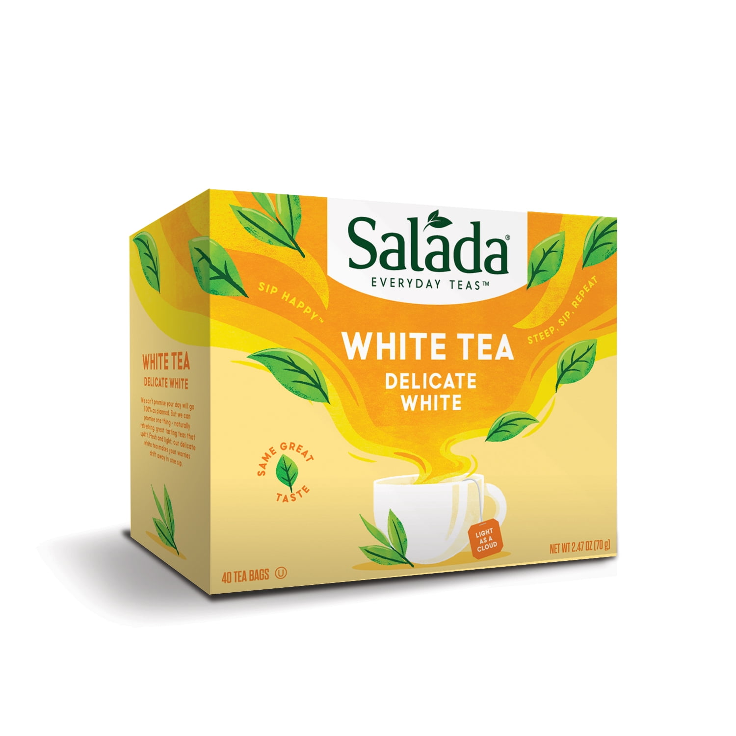 Salada White Tea with 40 Individually Wrapped Tea Bags Per Box (Pack of 6) Contains Caffeine Brew Hot Naturally Flavored