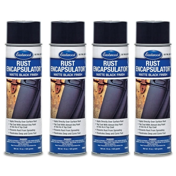 Eastwood Rust Encapsulator Aerosol | Quick Drying with UV Resistance and Heat Resistance up to 400 Degrees Fahrenheit | 15 Oz, Black | 4 Pack