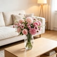 thumbnail image 4 of Artificial Flower Bouquet 13.39 Inch Silkly Fake Flowers with Roses Hydrangea Chrysanthemums Faux Floral Arrangement for Vase Home Wedding Party Decor, 4 of 6