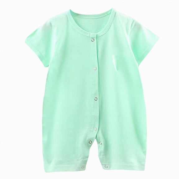 TOWED22 Newborn Baby Boy Girl Clothes Plaid Romper Jumpsuit Short Sleeve Print One-Piece Bodysuit Infant Summer Outfit Light Green,12-18 M