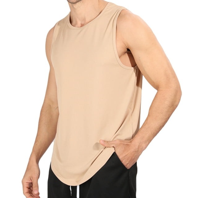 Jgppe Workout Tank Tops for Men Thin Lightweight Solid Color Sleeveless Pullover Wicking Summer Shirts