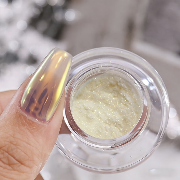 Chenweizhi Yellow Moonlight Mirror Nail Powder, Aurora Color Shifting Chameleon Nail Glitter, Shiny Manicure Pigment, 3.94*2.76*1.18 Inch DIY Nail Art Decor Materials, 2 Pcs Multipurpose