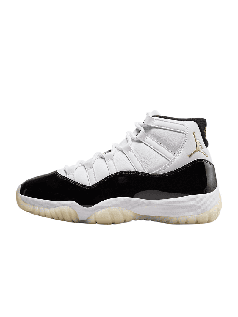 Men's Air Jordan 11 Retro Sneaker, White/Gold-Black, Size 11-US