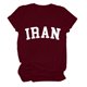 thumbnail image 2 of Camiseta de Manga Corta Impresa de Cuello Alto para las Mujeres, Tops de Cuello Redondo para las Mujeres Mezcla de Poliéster de Spandex de Uso Diario Casual, 2 of 5