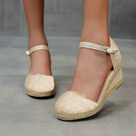 

MPWEGNP Sandals Women Fashion Women S Casual Shoes Breathable Slip-On Outdoor Leisure Wedges Slides For (Beige 9)