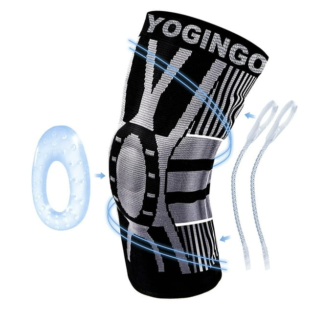 FrostHike Knee Braces for Knee Pain. Knee Compression Sleeve with Patella Gel Pad & Side Stabilizers. Professional Knee Brace. Medical Knee Sleeve for Workout. Arthritis. Joint Recovery (L Single)