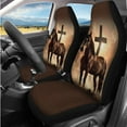 thumbnail image 2 of Yuyamidu Horse Car Seat Cover Set of 14 Cross Steering Wheel Cover Seat Belt Covers Brown Center Console Pad Headrest Covers Keychain Coasters for Truck Van SUV Sedan, 2 of 7