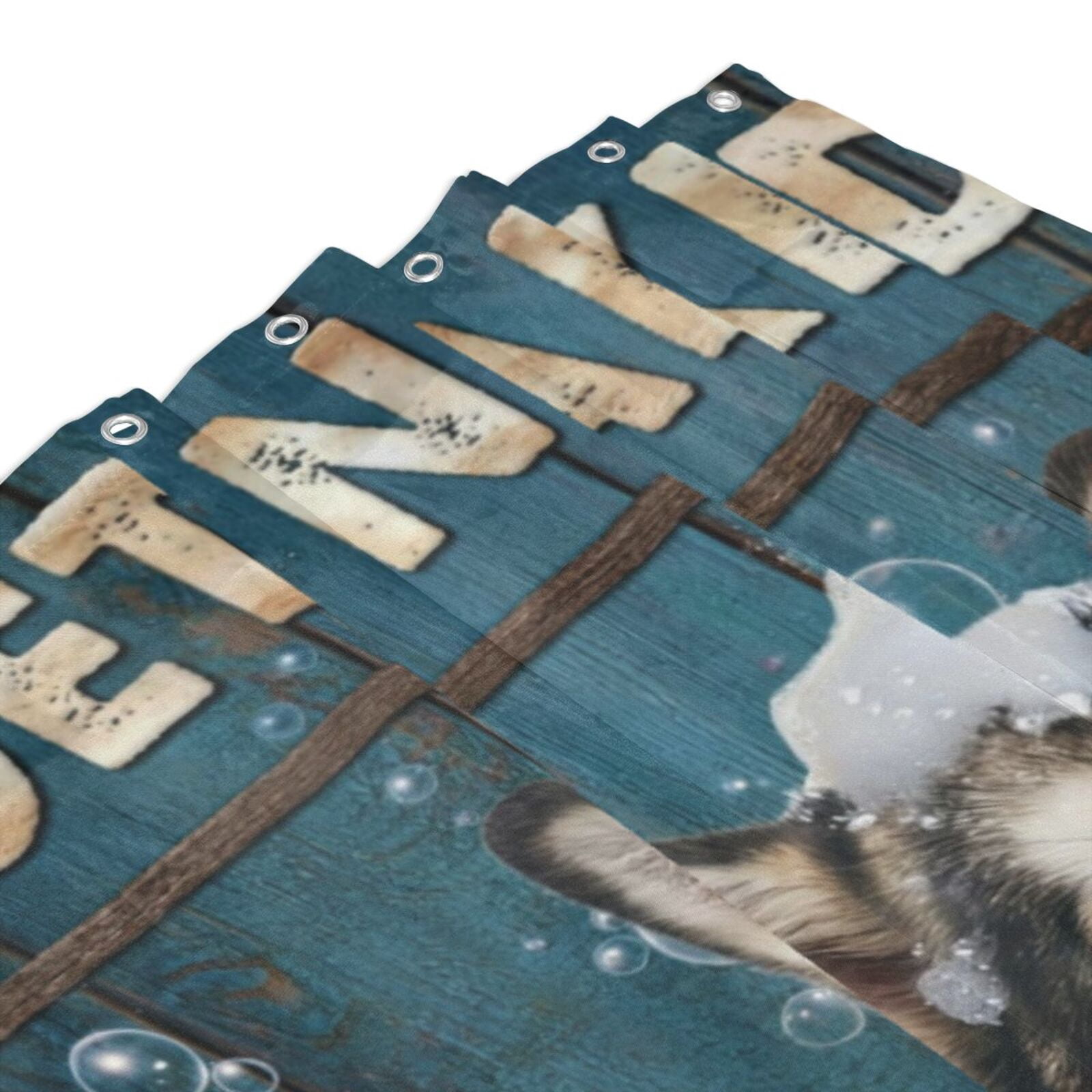 Funny Alaskan Malamute Shower Curtain - Get Naked Humorous Bath Decor, Waterproof Fabric, Cute Dog in Bubbles with Duck, Bathroom Accessory for Dog Lovers - 60"x72"