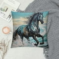 thumbnail image 2 of Shangniulu Pillowcase Freedom Black Arabian Horse Through Splashes of Water Seaside ,Throw Pillow Covers Decorative for Couch and Bed for Boy Girl 18X18 Inches, 2 of 5