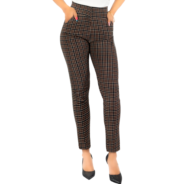 Leggings Elegantes Jegging Mujer a Cuadros Stretch Looks Formal y Casual Mayón Mallones