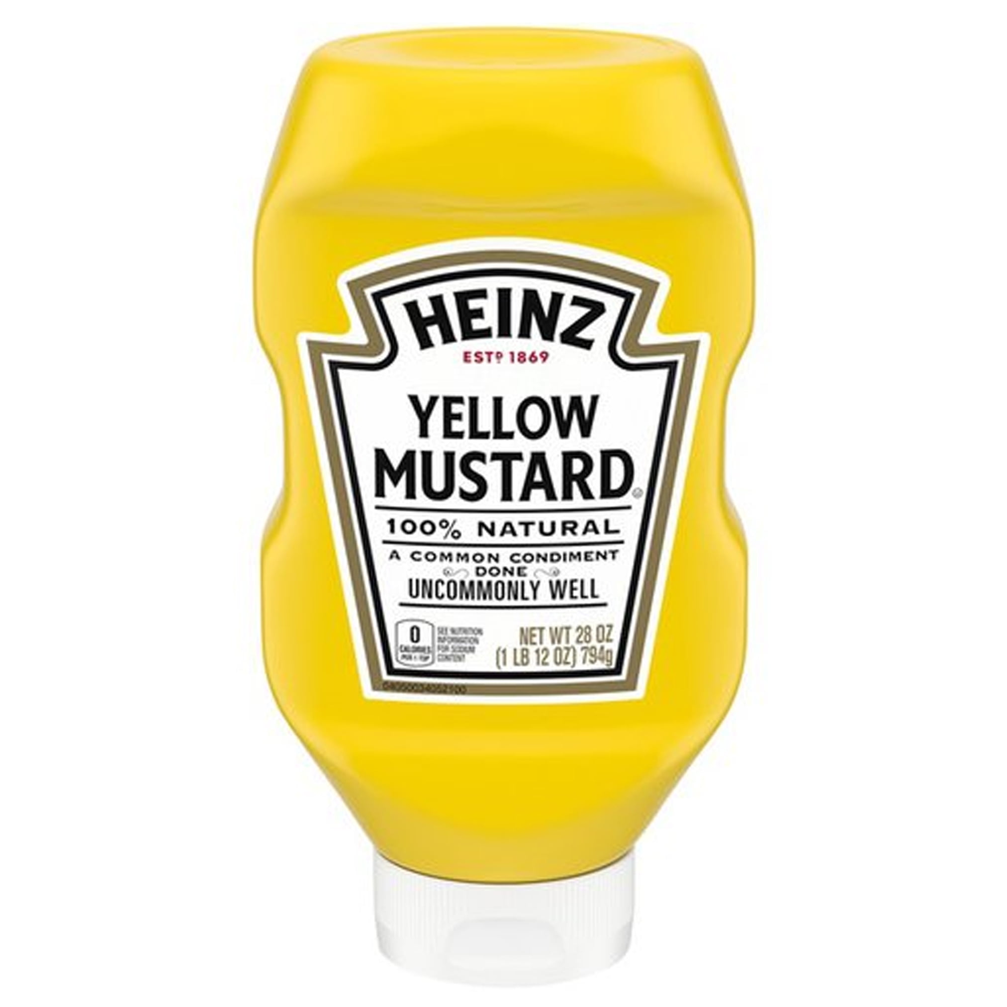 Heinz 100 Natural Yellow Mustard, 28 fl oz Bottle