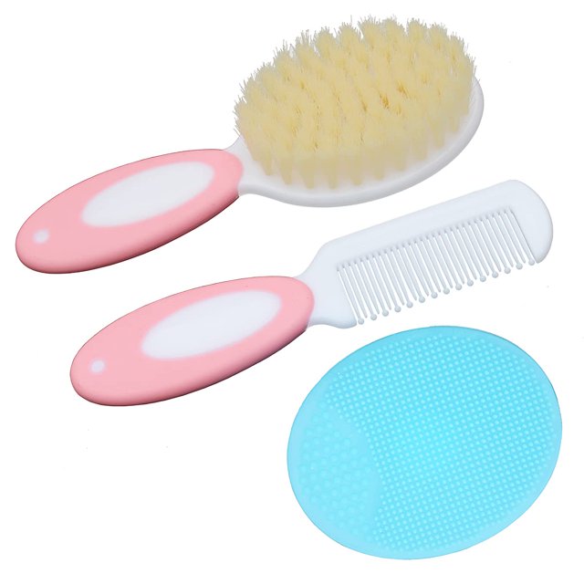 Set de cepillos para el cabello del bebé Duruan, cerdas suaves de cabra y silicona