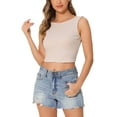 thumbnail image 1 of INSPIRAR CHIC Top de tanque corto sin mangas con escote cuadrado y lazo en la espalda para mujer S color albaricoque blanco, 1 of 6