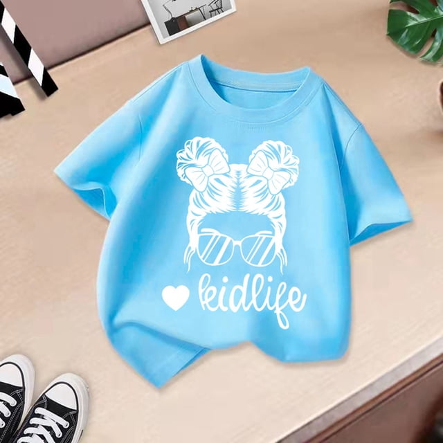 CHAOLEI T-Shirt Graphique Mignon pour Filles, Col Rond, Manches Courtes, Été, Décontracté, 9-10 Ans