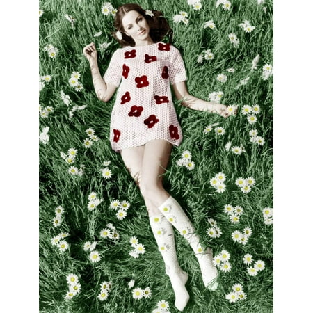 Tiffany Inspired Daisy (Young Model Biddy Lampard in the Grass Wearing a Short Dress (With Daisies) Inspired by Courreges Print Wall)
