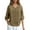 Khaki, variant on Plus Size Linen Blend Mid Sleeve Embroidered V Neck Top for Summer 4x Short Sleeve Swing Tops for Women