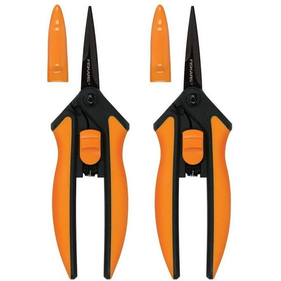 Fiskars 399241-1002 Micro-Tip Pruning Snips, Non-Stick Blades, 2 Count, Orange