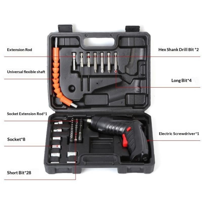 Electric Drill and Screwdriver Set 3.6V, Cordless Lithium Power Tool Kit for Household Maintenance and DIY