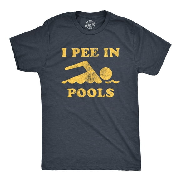 Mens I Pee In Pools Tshirt Funny Sarcastic Summer Swimmer Novelty Tee (Heather Navy) - 3XL