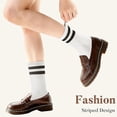 thumbnail image 3 of 6 Pairs Crew Socks for Women Striped Cotton Causal Arch Support Soft Breathable Socks 5-10, 3 of 6